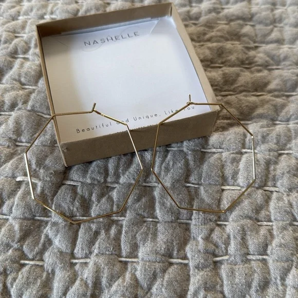 Nachelle octagon gold hoops - Picture 2 of 2